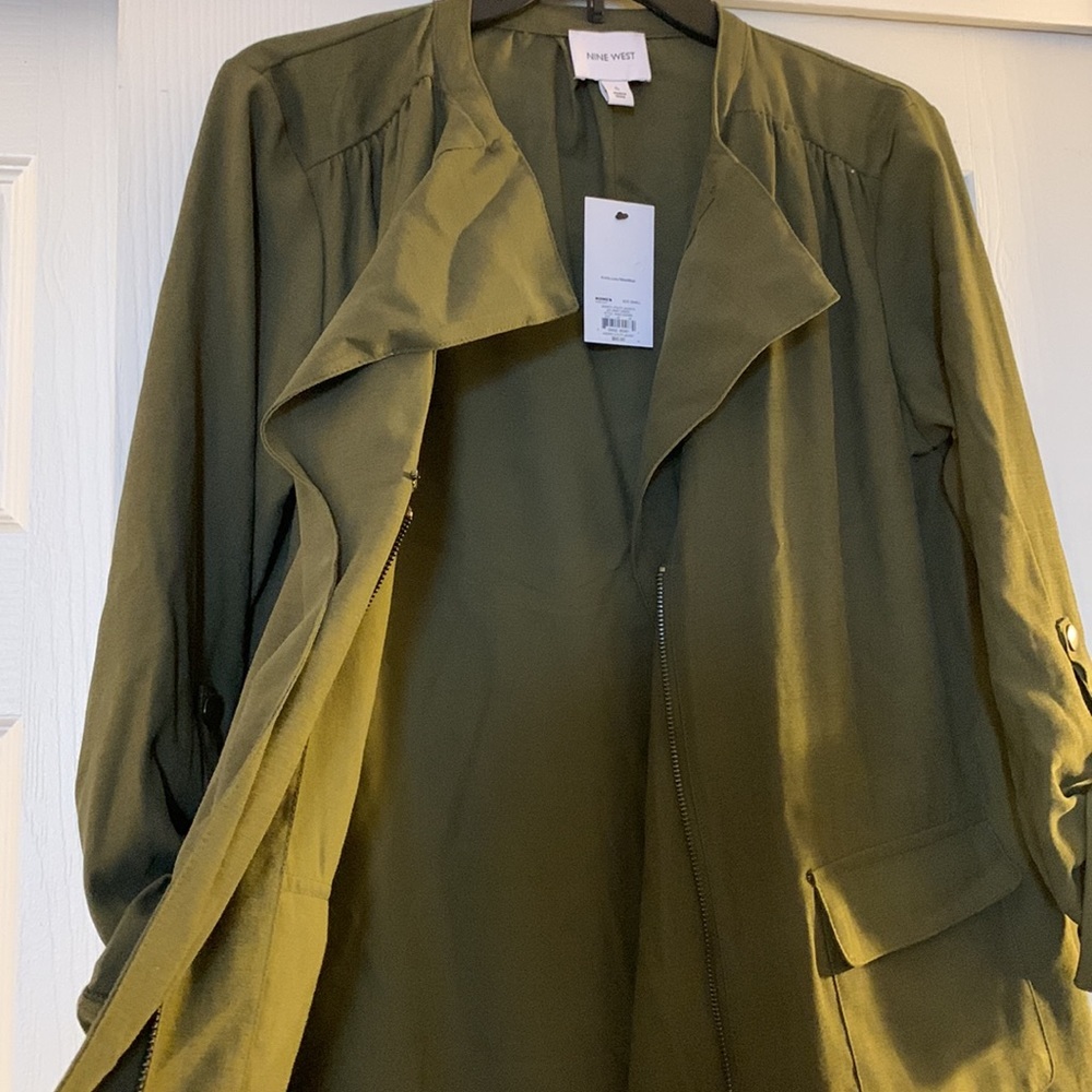 NWT Nine West Dark Olive Green Utility Jacket, Size Small - Picture 4 of 12